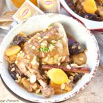 This delicious & quick Instant Pot Moroccan Chicken is made with dried fruit and nuts and served with a refreshing glass of Passion Fruit Black Iced Tea.