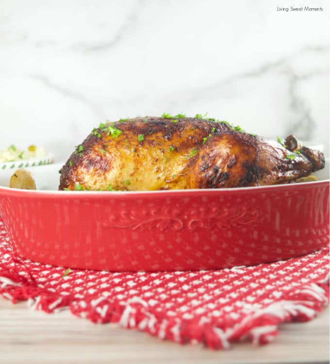 Crisp and juicy, roasted to perfection, this amazing Latin Mayo Roasted Chicken is super easy to make and will become a staple in your home.