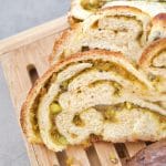 This six-strand Pistachio Challah is filled with an incredible white chocolate pistachio cream that is perfect for breakfast, before Shabbat and even dessert!