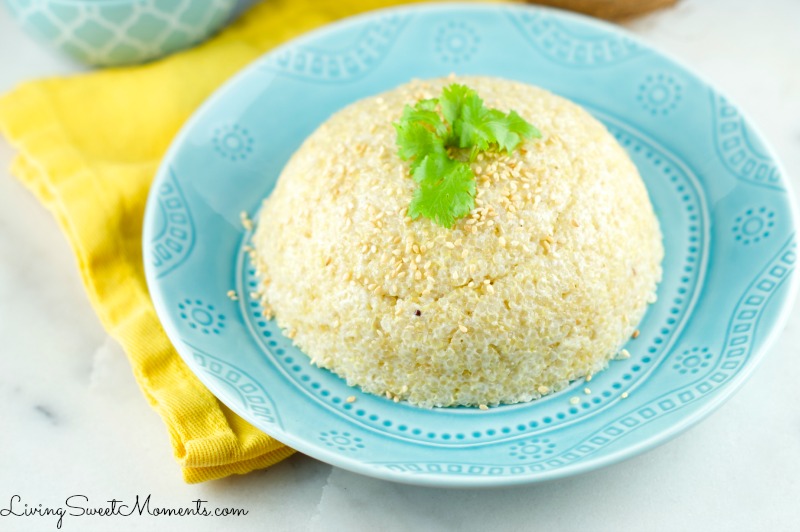 Quinoa Coconut Sticky Rice - It's a delicious combination of Quinoa and Coconut with a "sticky rice" consistency. Delicious and perfect quick side dish to any meal.