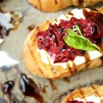 This delicious Roasted Raspberry Crostini recipe is made with balsamic vinegar, mascarpone cheese on top of a baguette. The perfect summer appetizer.