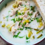 Comfort food at it's finest! This delicious Cream of Chicken & Leek Soup has only 6 ingredients and is super easy to make. Perfect dinner for busy families