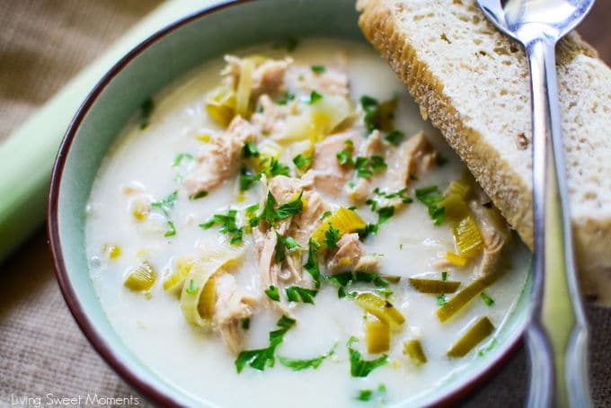 Comfort food at it's finest! This delicious Cream of Chicken & Leek Soup has only 6 ingredients and is super easy to make. Perfect dinner for busy families