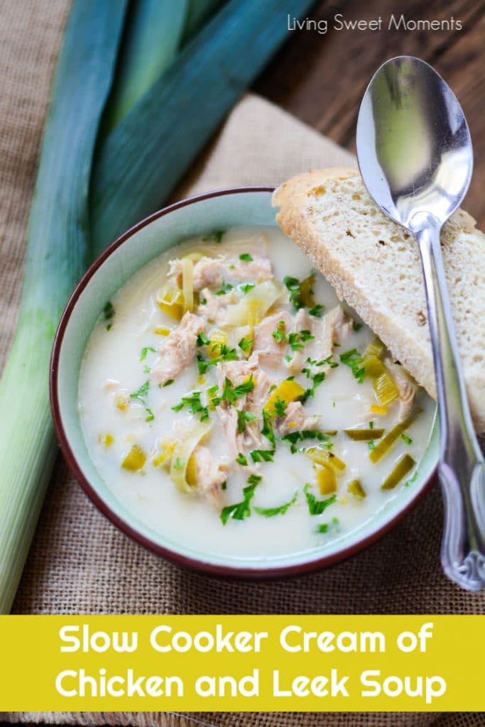 Slow Cooker Cream of Chicken & Leek Soup - Living Sweet Moments