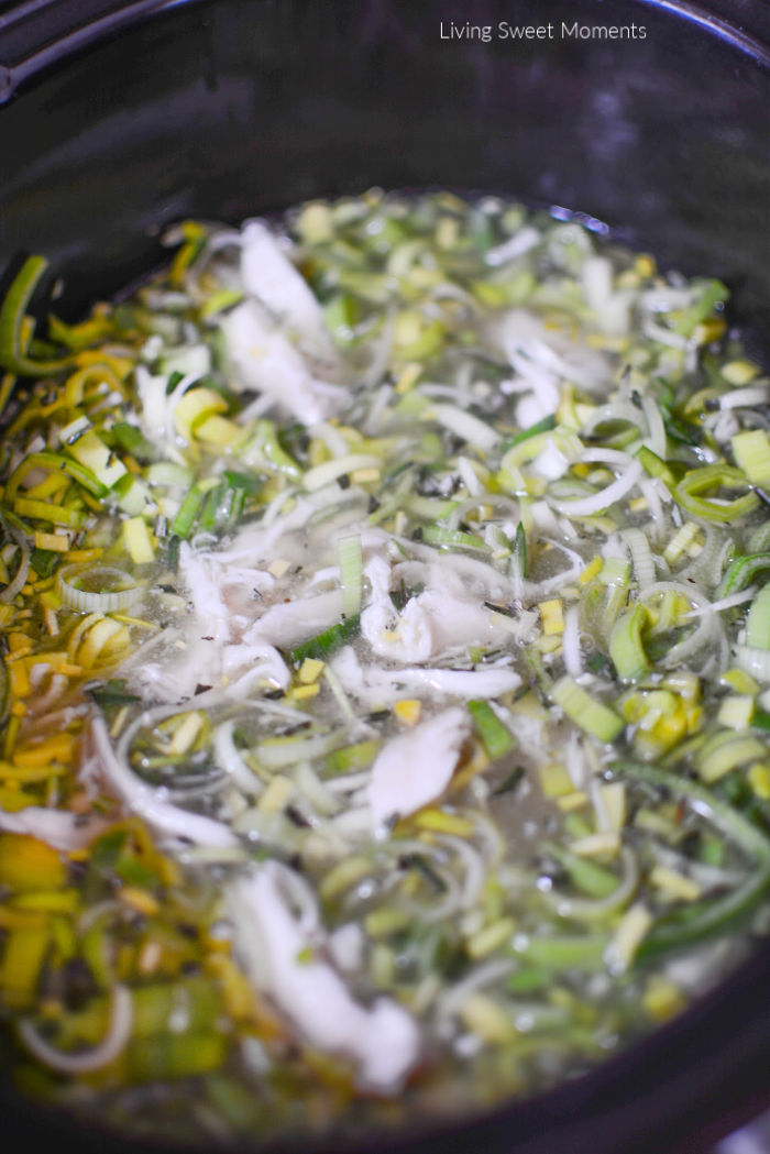 Slow Cooker Cream of Chicken & Leek Soup Living Sweet Moments