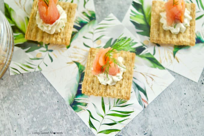 These delicious Smoked Salmon and Dill Canapes require only 5 ingredients and can be made in 10 minutes or less! Perfect for entertaining.