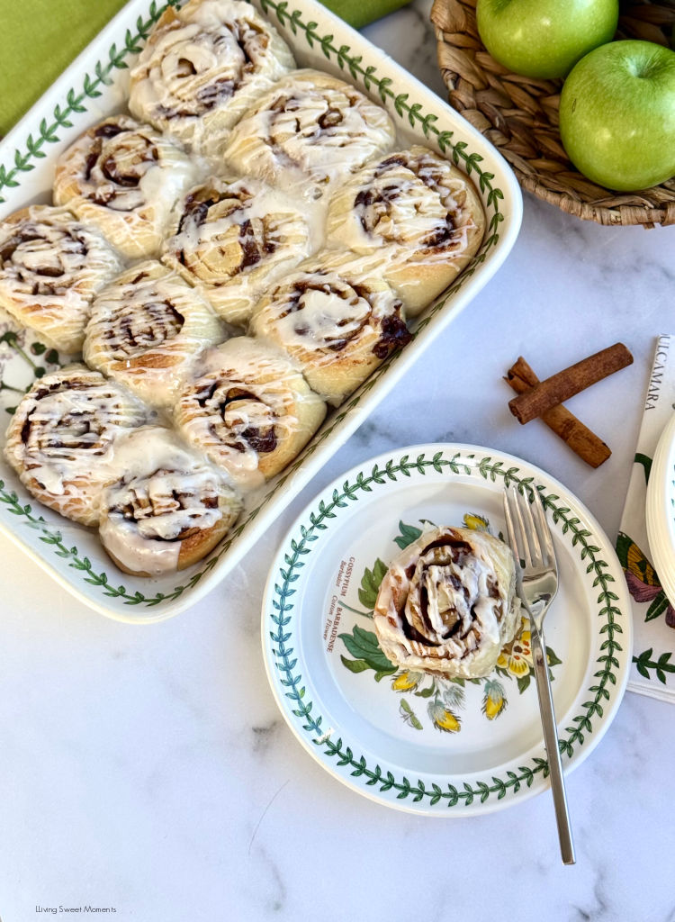 Soft, gooey sourdough apple cinnamon rolls with maple glaze, fluffy, and tangy. Shape at night, bake from fridge for cozy mornings