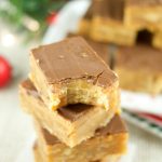These chewy toffee bars have a buttery toffee crust, a soft caramel center and topped with chocolate. The perfect dessert for Holiday parties & celebrations
