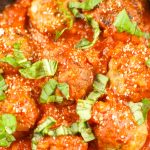 Turkey Meatballs With Tomato Sauce - these easy meatballs are baked and not fried. Served with a homemade light tomato sauce. The perfect 30 minute meal.